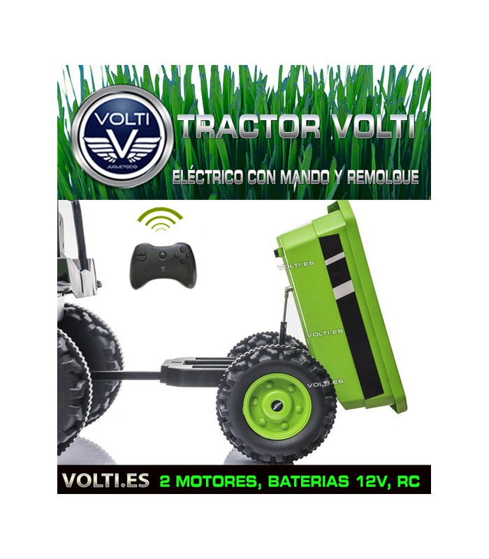 TRACTOR ELECTRICO 90 WATIOS BATERIA 12 VOLTIOS CON MANDO Y REMOLQUE