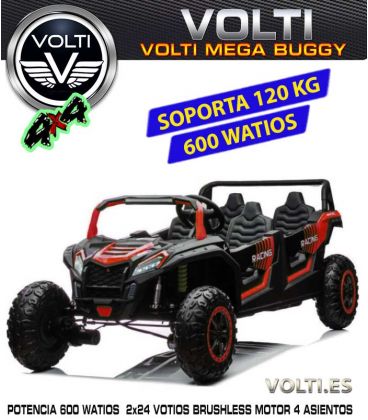 BUGGY PARA NIÑOS POTENCIA 600 WATIOS 4X4 BATERIA 2X24 48 VOLTIOS 4 PLAZAS TAMAÑO XXXL