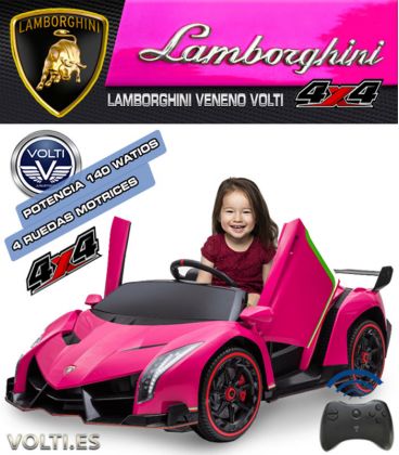 LAMBORGHINI VENENO POTENCIA 14O WATIOS ROSA 4x4 4 MOTORES